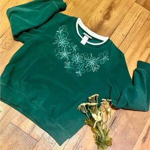 Green Fleece Top By Alfred Dunner. Size PM